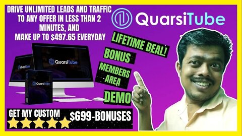 quarsitube review demo members area walkthrough with Mega bonuses.