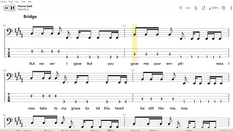 Metallica - Mama Said (Bass TAB)