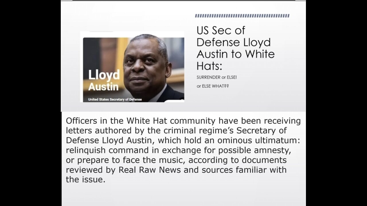 Lloyd Austin, BLACKHAT & TRAITOR giving ADVICE TO THE WHITE HATS..