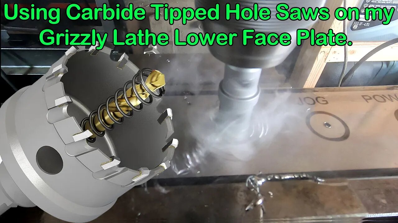 Using this Inexpensive set of Carbide Tipped Hole Saws on my Grizzly Lathe Lower Face Plate.