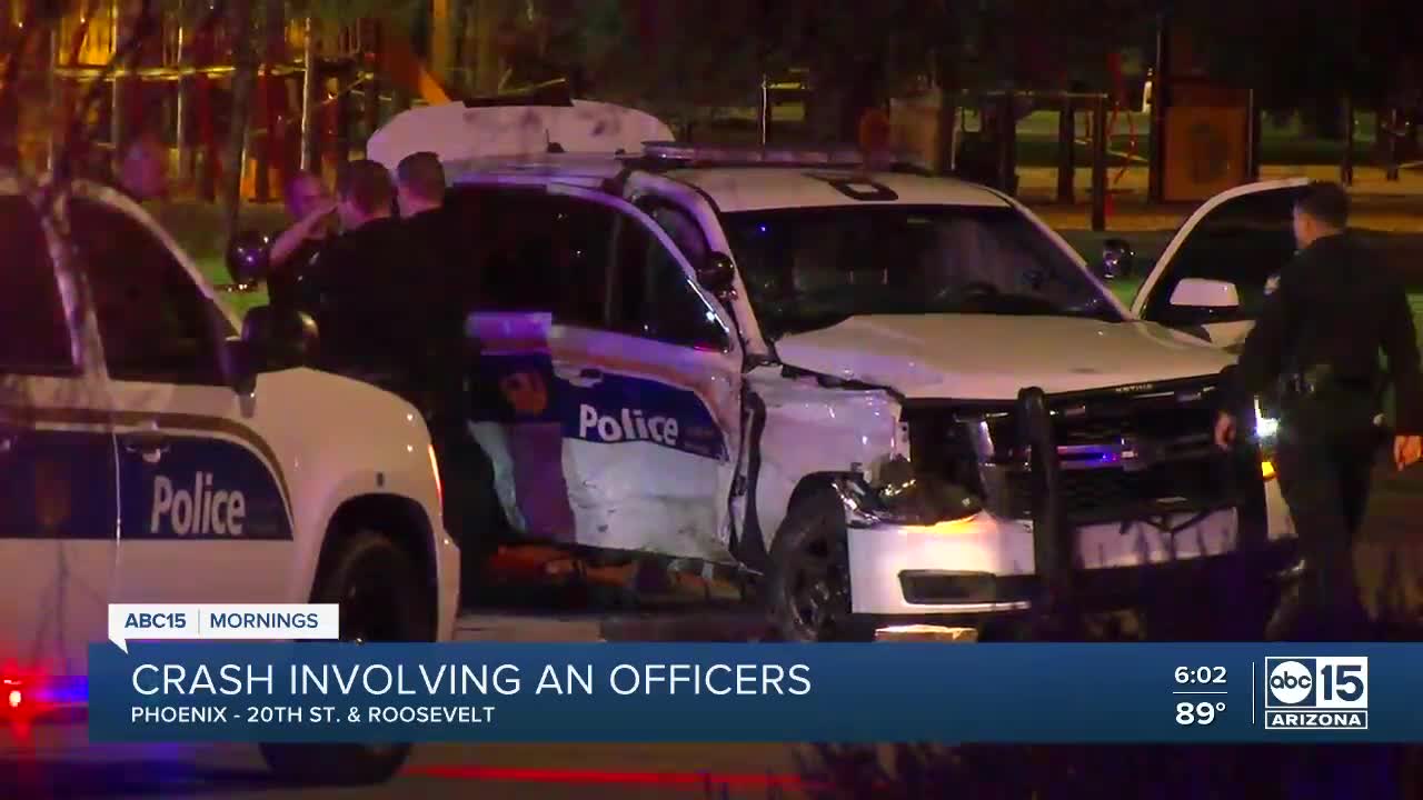 Crash involving officer near 20th and Roosevelt Streets