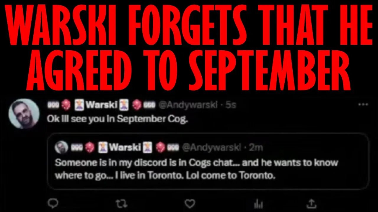 Andy Warski Chickens Out From Meeting Me After I Raised $2K For Toronto Tickets