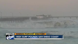 High surf pounds San Diego coast