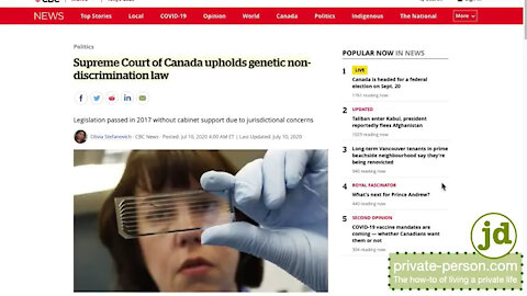 Supreme Court of Canada Rules Forcing Genetic (PCR) Test is a CRIME Punishable with 5 YEARS