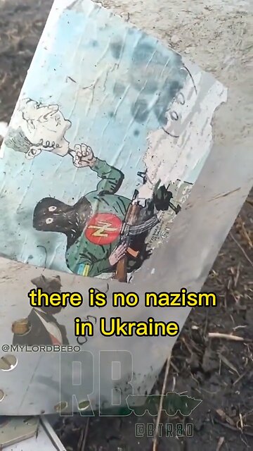 Russian soldiers find a destroyed AZOV drone launch car with an Jewish-Zelensky-Head cartoon