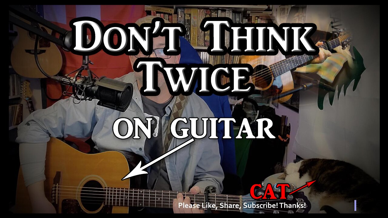 Bob Dylan's Don't Think Twice on Guitar (with my cat)