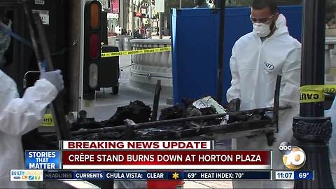 Food cart burns down at Horton Plaza