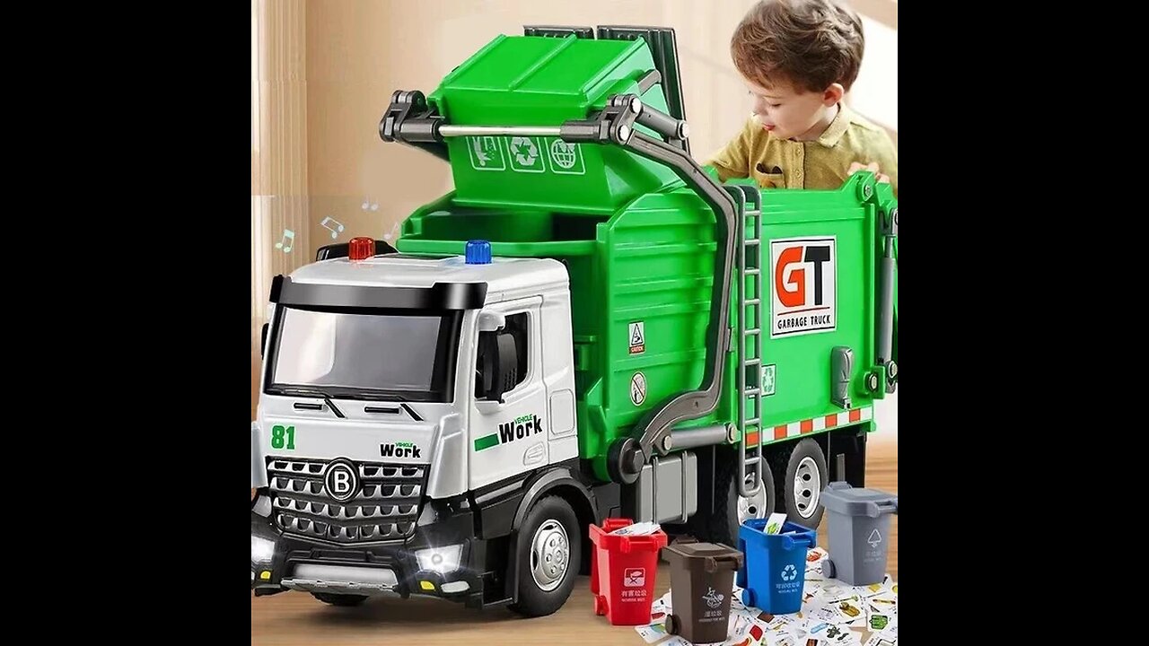 Garbage Truck Toys for Boys,Garbage Truck Toys Metal Diecast, Friction Powered Toy Garbage Truck