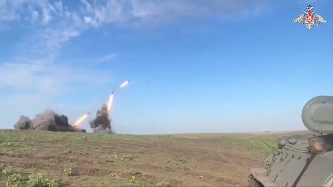 Personnel of the combat work of the calculations of the MLRS Hurricane