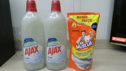 2x Limpador Diluível Ajax Fresh 1000Ml + Limpador Desengordurante Mr Músculo Cozinha Refil Laranja