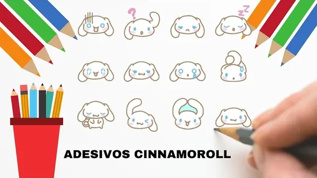 COMO DESENHAR ADESIVO DA CINNAMOROLL - MUITO FÁCIL DE FAZER #adesivoscaseiros #cinnamoroll