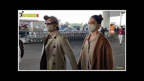 Ranveer Singh & Deepika Padukone snapped at the airport as they head out of the city