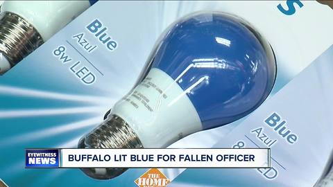 Buffalo lit blue for fallen officer