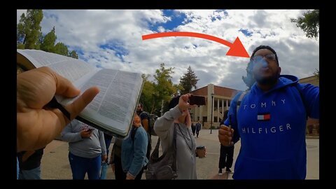 Man tries to get Preacher HIGH by blowing WEED in his mouth!