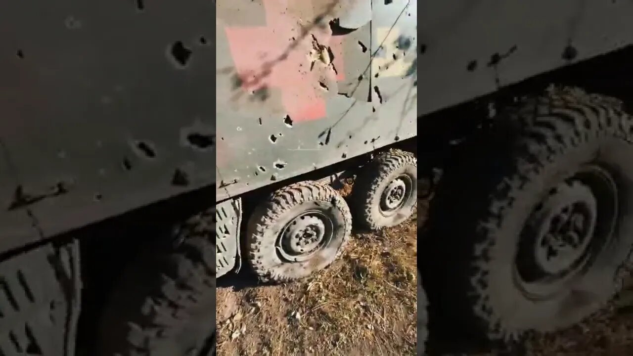 The damaged Pinzgauer Vector PPV armored car received by the AFU from the UK