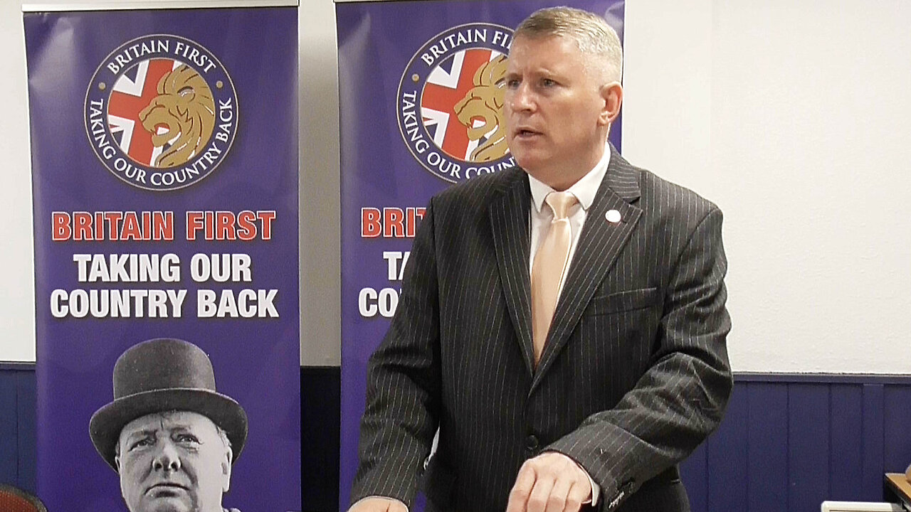 Party co-leader Paul Golding addresses a Britain First meeting in Kent!