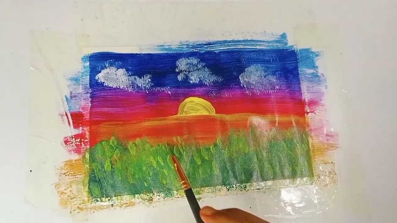 Sunset Landscap Painting Tutorial/ Acrylic Painting for beginners tutorial/ Acrylic Painting/ Paint