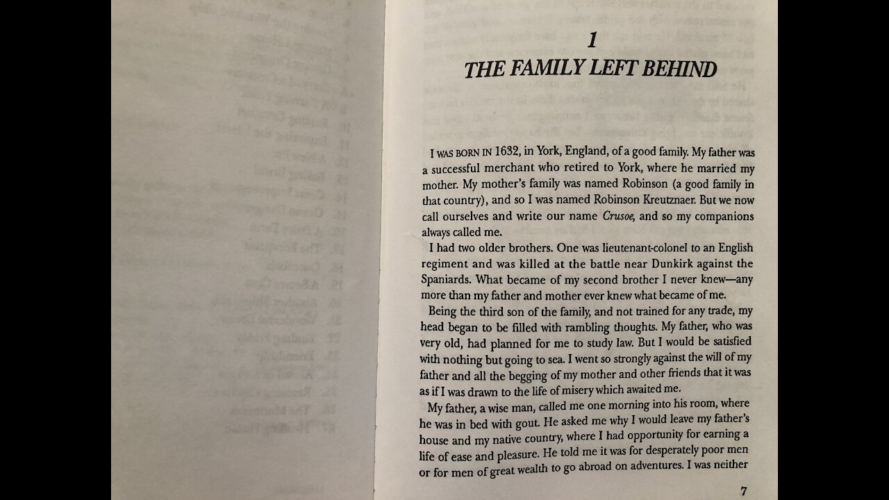 Chapter 1 of Robinson Crusoe