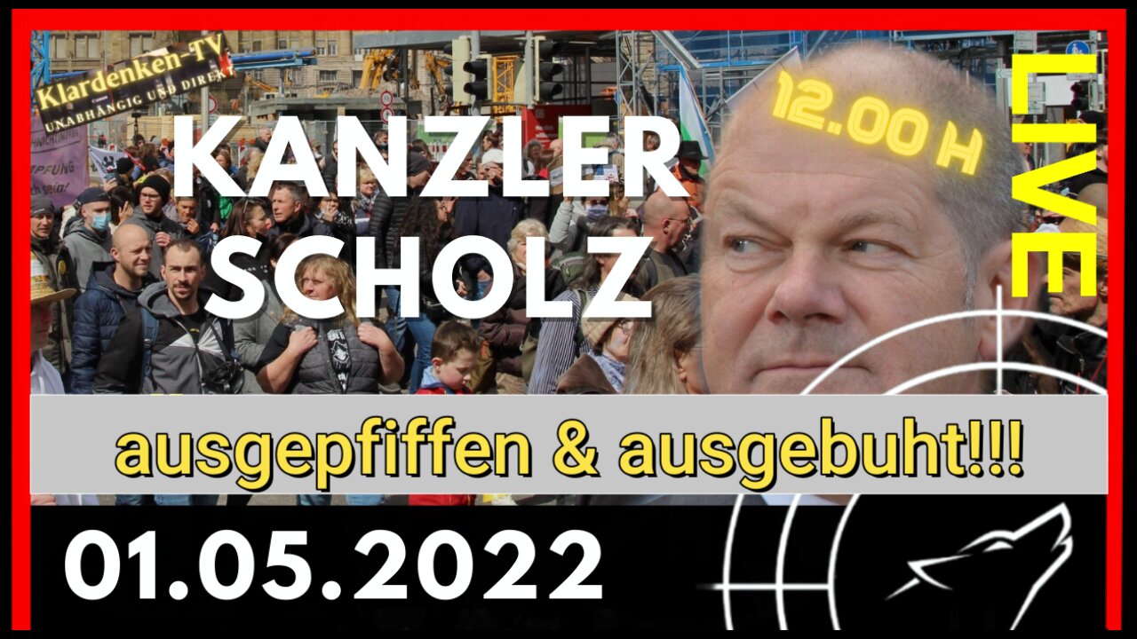 Bundeskanzler Scholz hält am 01.05.2022 in Düsseldorf eine Rede.