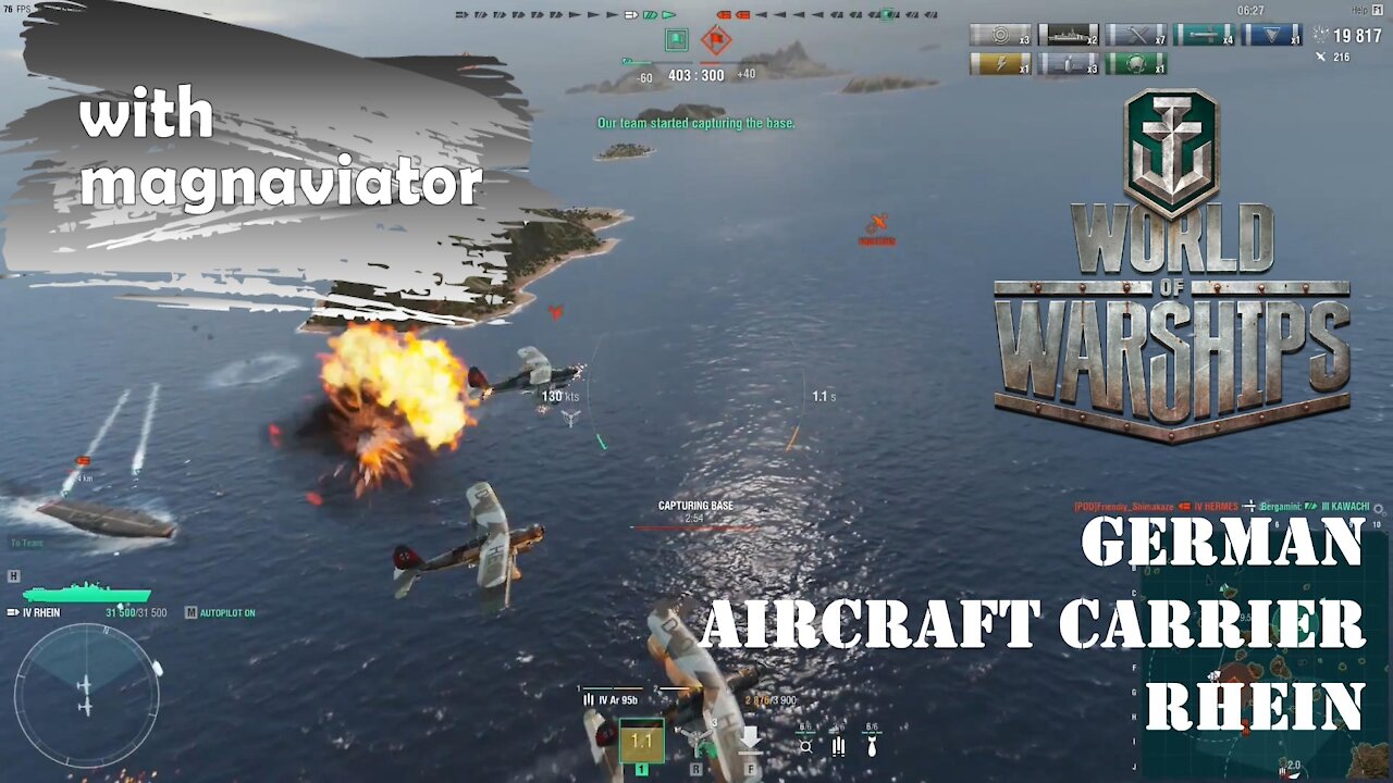 World of Warships Gameplay - Brutal Brawl with German Aircraft Carrier Rhein