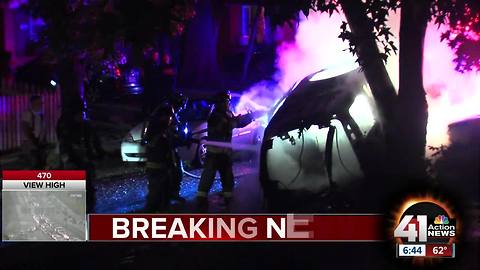 Three cars burn up in fiery overnight hit-and-run