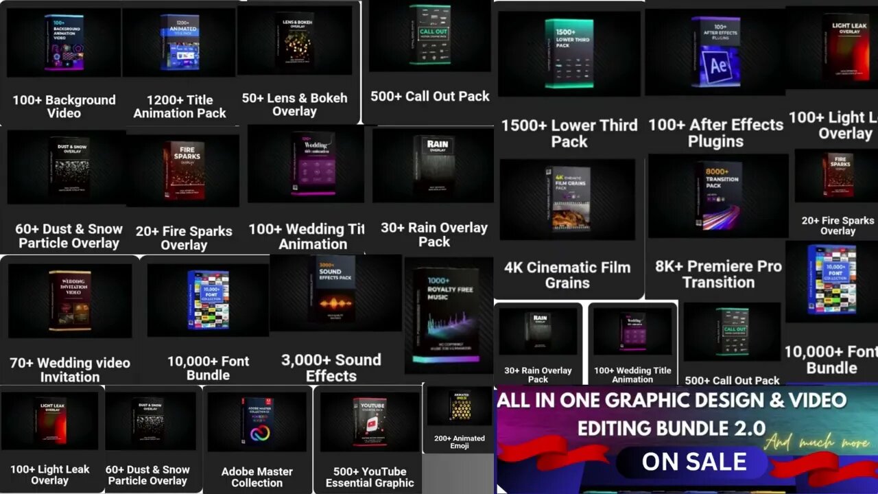 All in One Mega Graphic Designer Bundle for video editing and graphics designing assets|reels