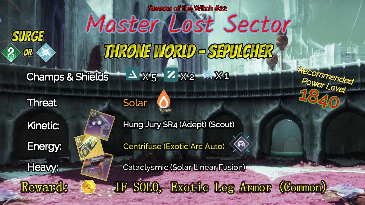 Destiny 2 Master Lost Sector: Throne World - Sepulcher on my Solar Warlock 11-7-23