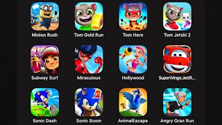 Minion Rush | Talking Tom Gold Run | Hero Dash | Jetski 2 | Subway Surfers | Sonic Dash (12 in 1)