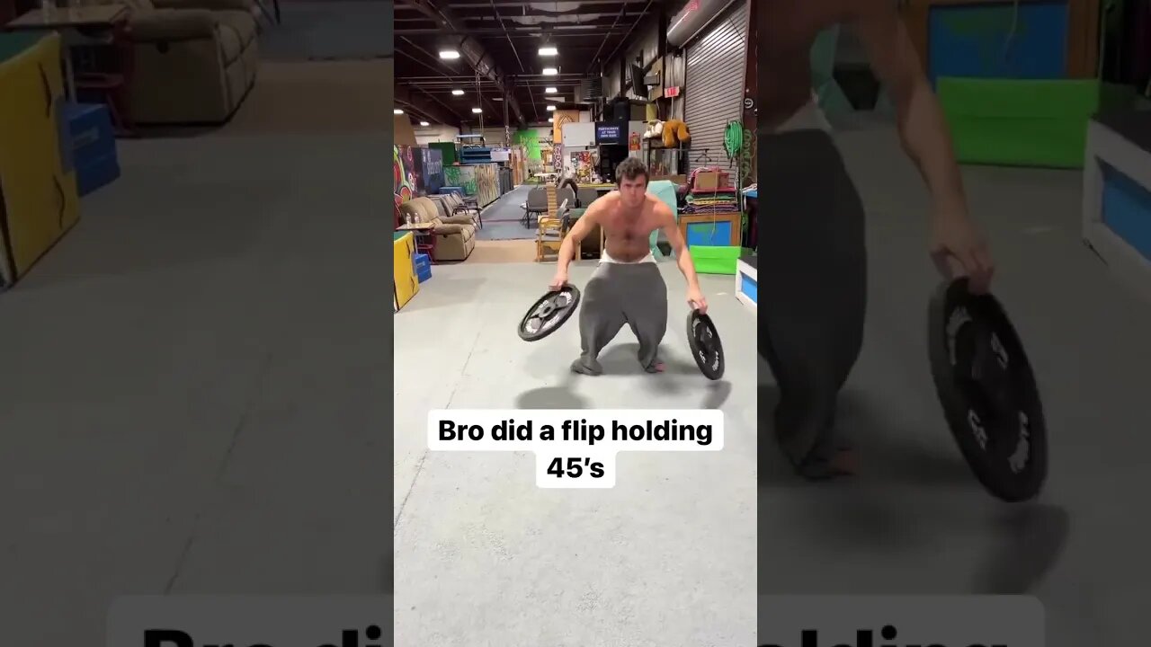 Wait a minute... Bro did a flip holding 45's #waitaminute