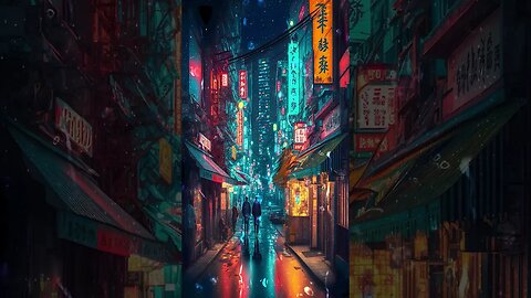 rainy street 4 #night #neon #colorful #retro #city #shorts #viral