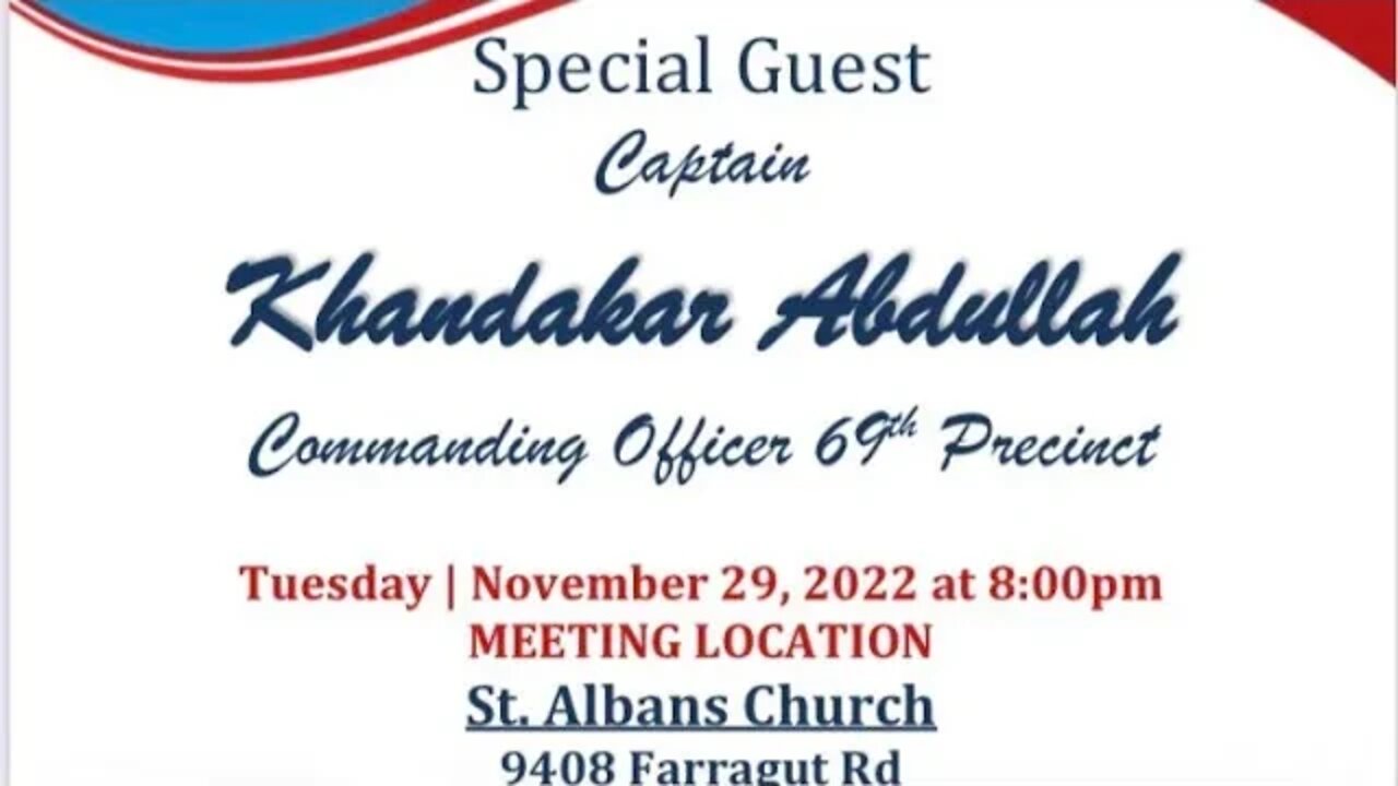 From The @NYPD69Pct Community Council Meeting inside St Albans Church 11/29/22 @CMMercedesCD46