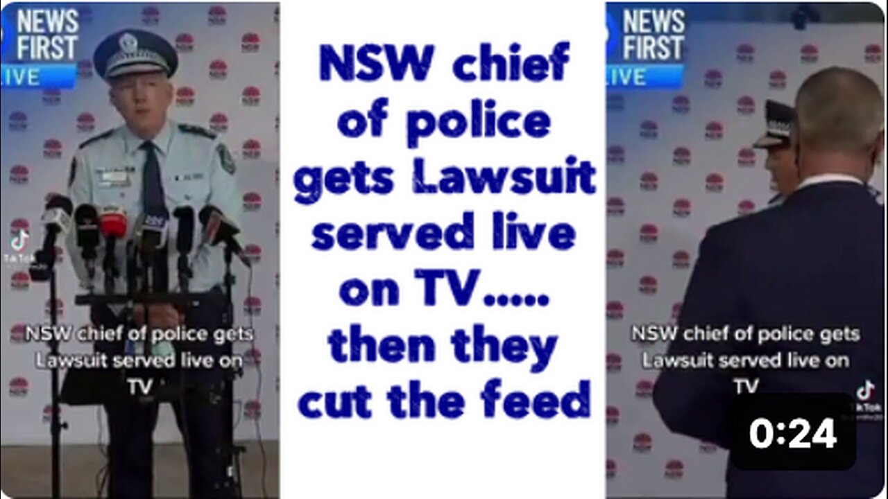 NSW chief of police gets Lawsuit served live on TV..... then they cut the feed