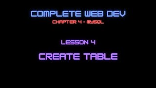 Complete Web Developer Chapter 4 - Lesson 4 Create Table