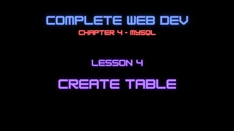 Complete Web Developer Chapter 4 - Lesson 4 Create Table