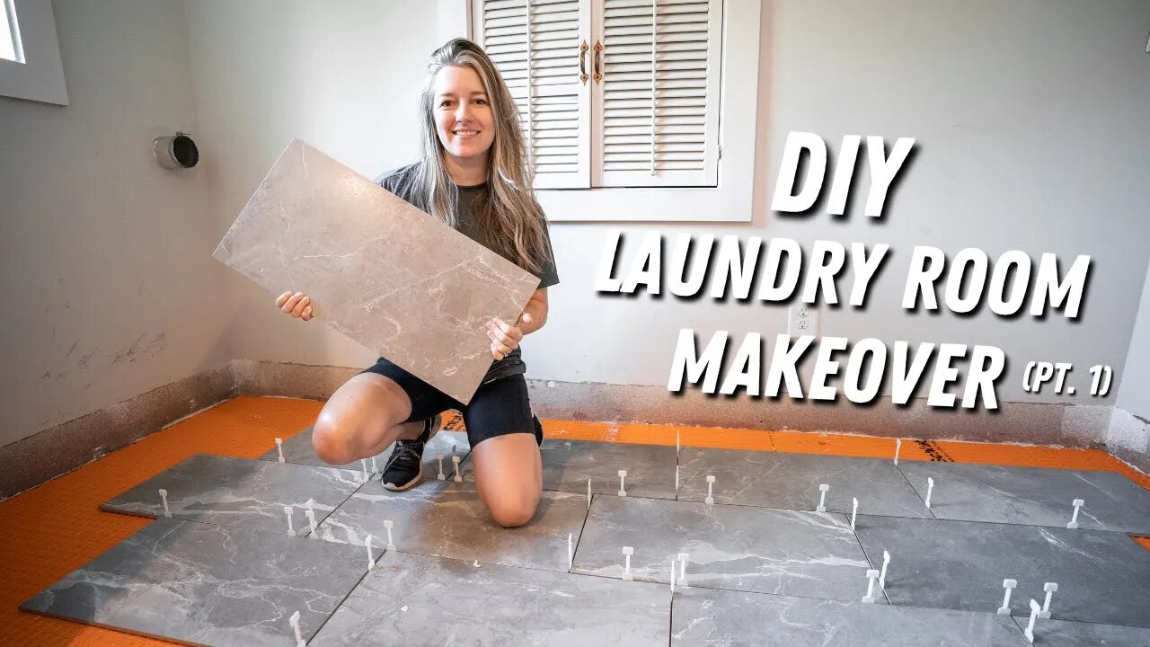 Laundry Room Makeover || Laying Large Format Tile (pt. 1)