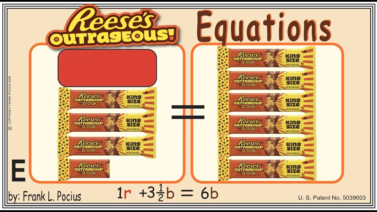 VISUAL REESES OUTRAGEOUS 1r+3.5b=6b EQUATION _ SOLVING EQUATIONS _ SOLVING WORD PROBLEMS