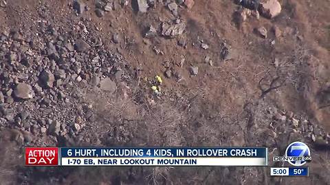 Rollover crash leaves 6 injured on EB I-70 at Lookout Mountain in Jefferson County