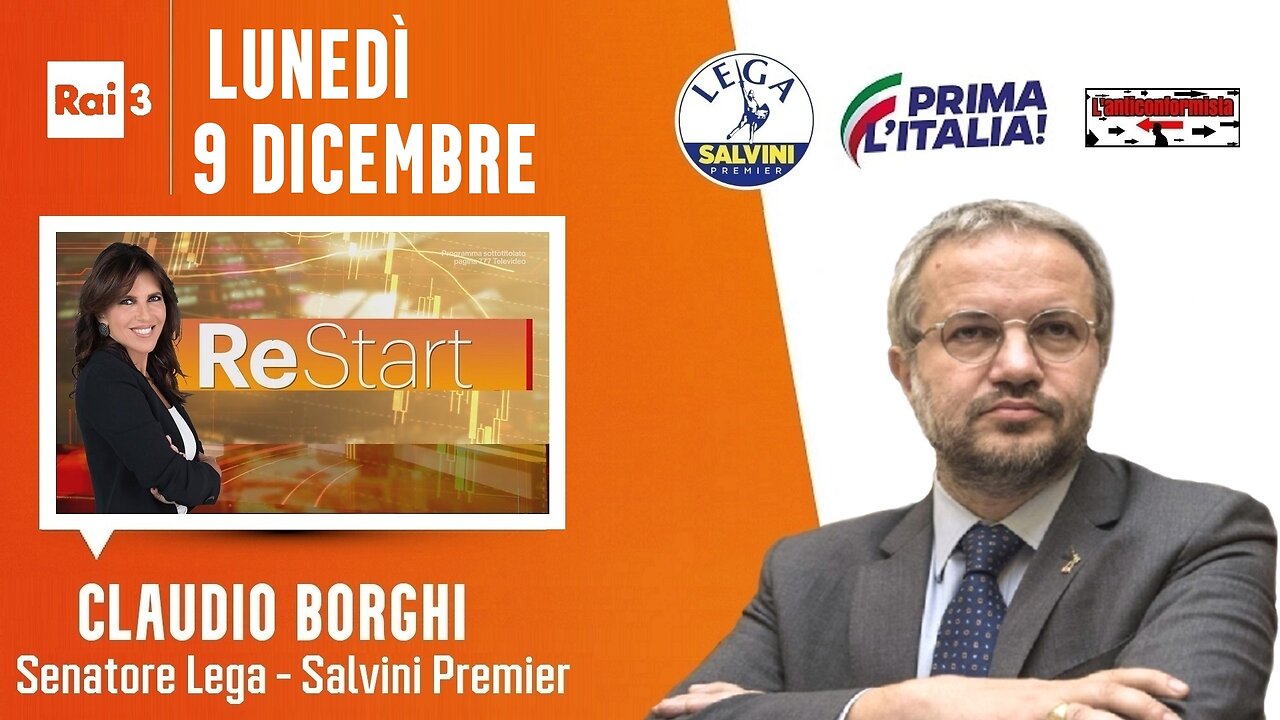 🔴 Sen. Claudio Borghi ospite a "ReStart" (09.12.2024) #tasse #fisco #scontrini #cartelleesattoriali