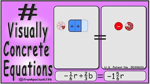 VISUAL EQUATION _ -1/6 r +2/3 b = -1 5/6 r _ SOLVING BASIC EQUATIONS _ SOLVING BASIC WORD PROBLEMS