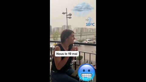 Cold rain | Girl is shivering from the cold