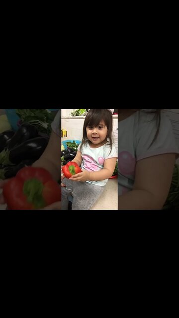 Cute baby girl knows the colour of her veggies- cuteness overload