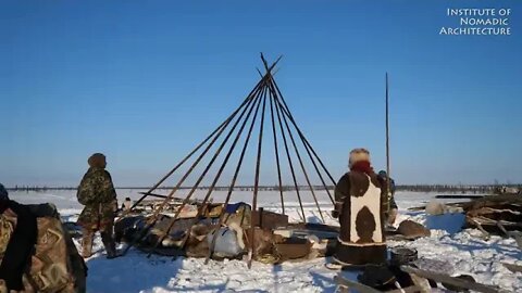 Warmest ~ Tent ~ on ~ Earth Pitching in the Siberian Arctic Winter Ненецкая палатка чум