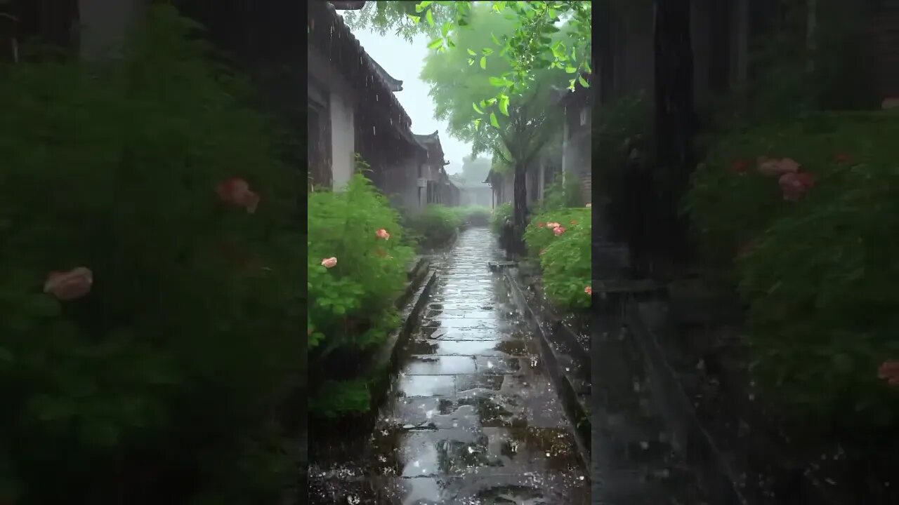 利用巷子大雨自然声音的雨声助眠：让你的身心得到全面的放松和平静BGM#sleepmusic #sleep #shortsvideo #rainsounds #shorts