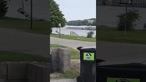 Barge on the Mississippi River Heading for Minneapolis MN.