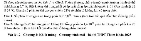 Gợi ý giải đề thi Vật Lý 2025 - Chương 2: Khí lí tưởng - Phần III: Điền khuyết câu 1,2