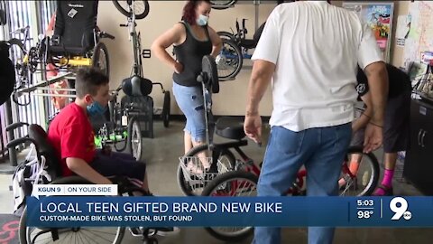 Tucson teen with cerebral palsy gifted brand new bike, after old one was stolen and damaged