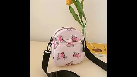 BUTTERFLY PRINT POLYESTER SHOULDER BAG