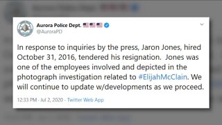 Aurora police: Officer who was depicted in photograph at site of Elijah McClain's arrest has resigned