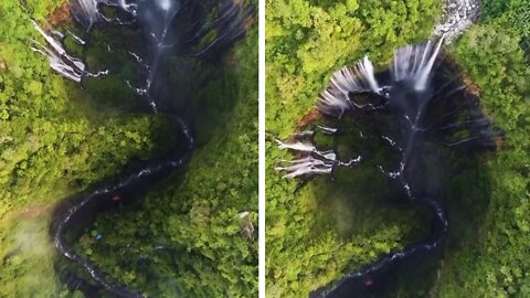 This bird’s eye view of Tumpak Sewu Waterfall