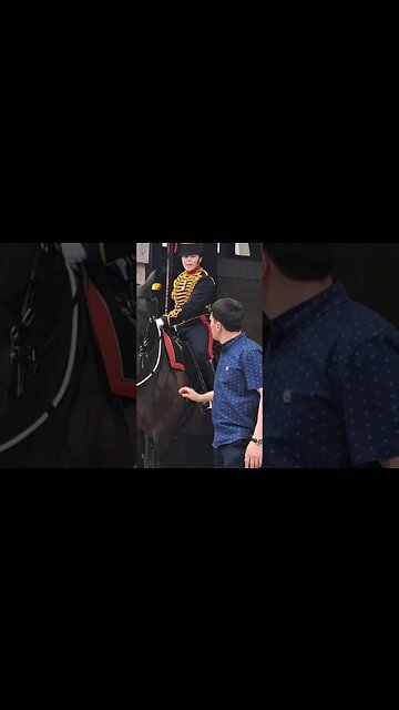 Female kings Troop shouts of the reins at tourist #horseguardsparade
